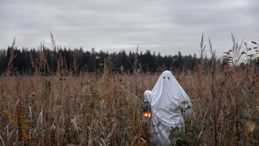 Halloween – święto duchów obchodzone 31 października, dynie i dzieci w przebraniach podczas zabawy cukierek albo psikus.