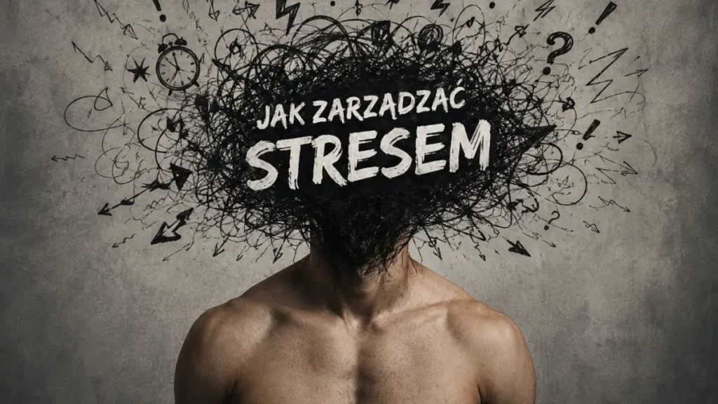 Jak zarządzać stresem – sylwetka mężczyzny z chaosem symbolizującym stres zamiast głowy
